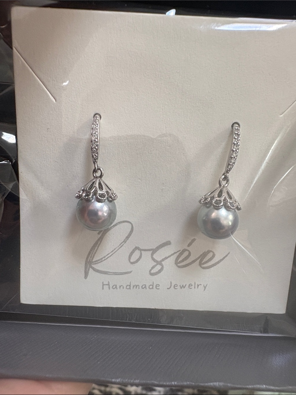 Sterling Silver Pearl Drop Earrings - Tihitian Pearl